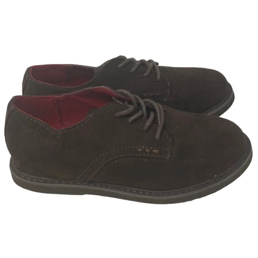 NEW Cole Haan Lil Shane Boys Size 12 US Cognac Brown Faux Suede Oxfords 30 EU